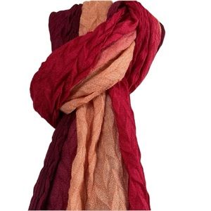 Scarf Gorgeous red, orange multi-colored ombre wrap with tassels, soft